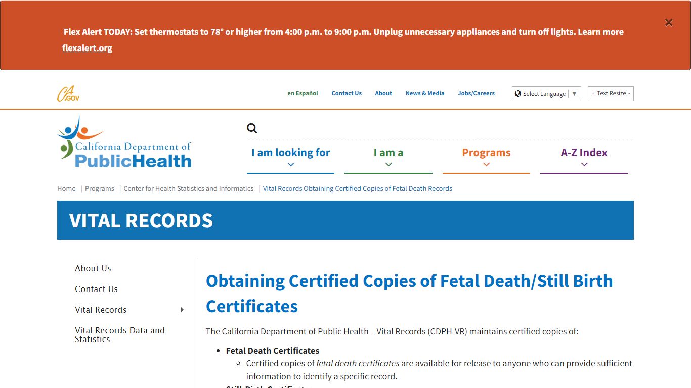 Vital Records Obtaining Certified Copies of Fetal Death ... - California