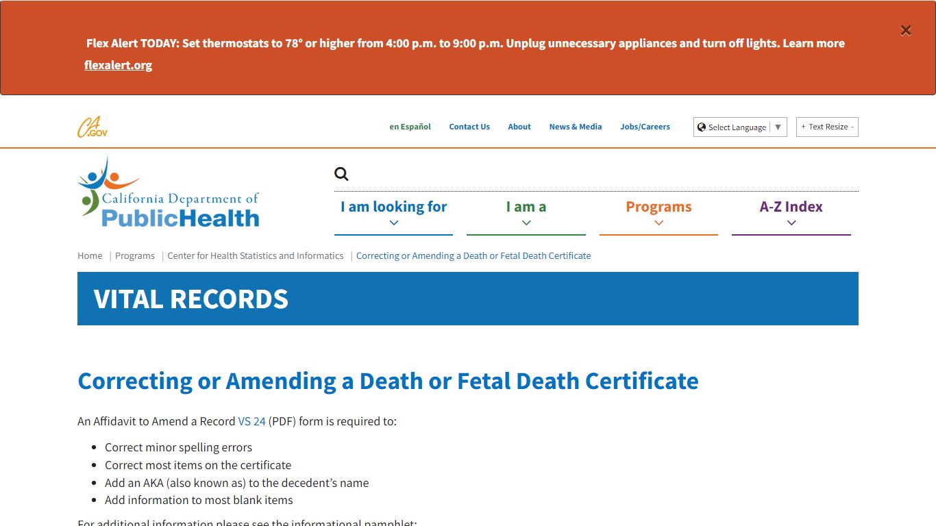 Correcting or Amending a Death or Fetal Death Certificate - California